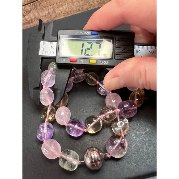 NEW Multi quartz knotted 18 inch necklace with 925 magnetic clasp - Picture 5 of 13